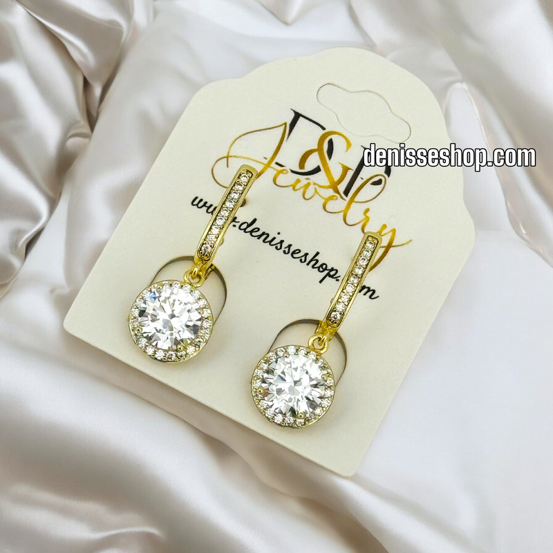 14K GOLD / WHITE STONE  HUGGIES EARRING E679