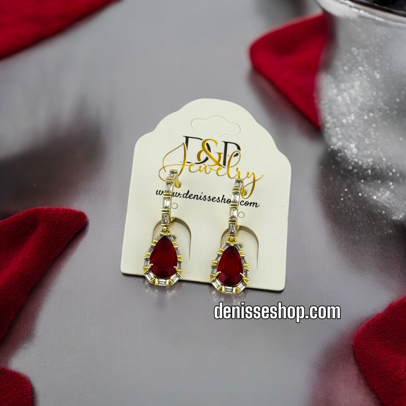 14K RED STONE EARRINGS E519