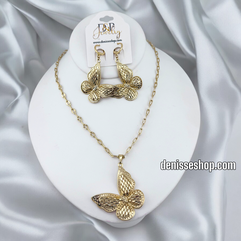 14K FASHION BUTTERFLY NECKLACE SET N219