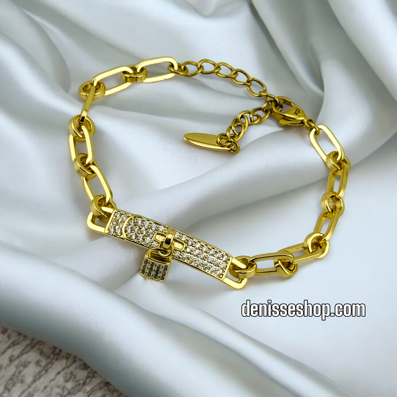 14K LOCK CHARM GOLD BRACELET BR495