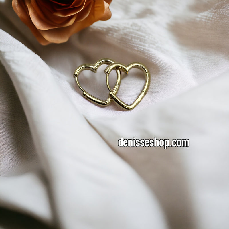 14K HEART HOOPS HP330