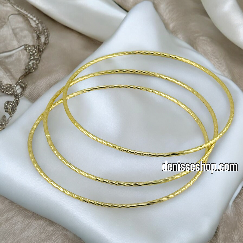 14K GOLD 3 BANGLE SET BRACELET BR134