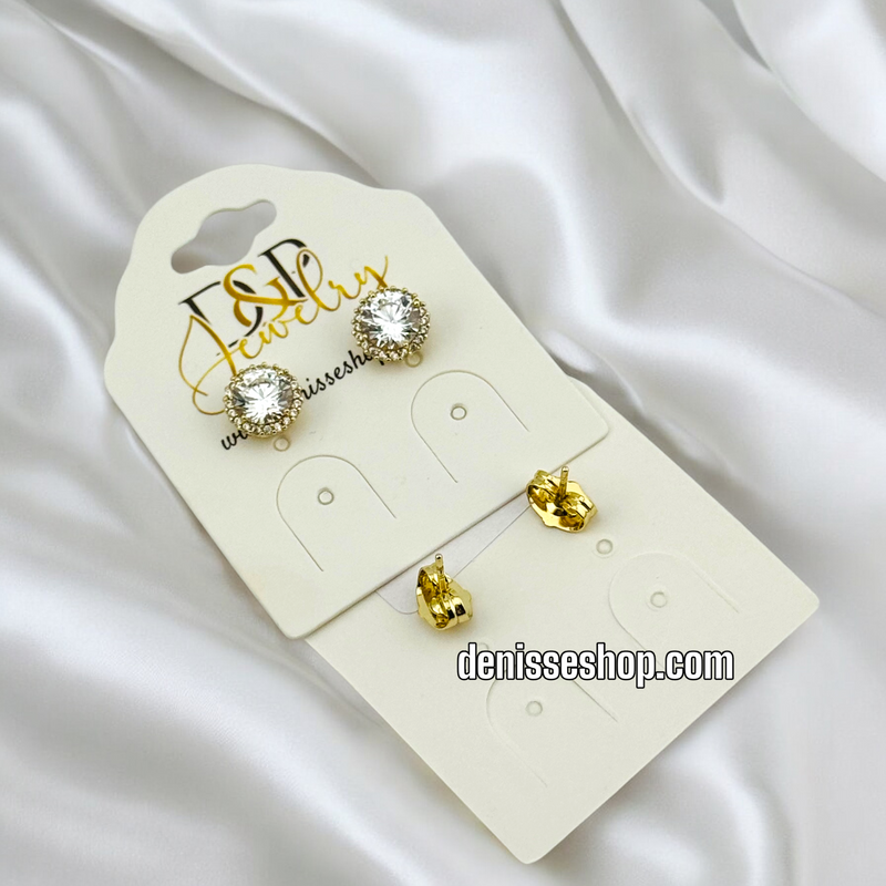 14K SMALL WHITE EARRING E581