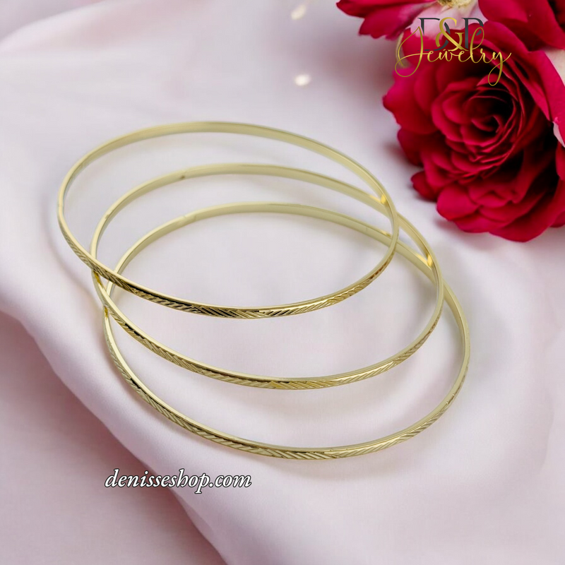 14K THREE SET MEDIUM SIZE GOLD BRACELET BR648