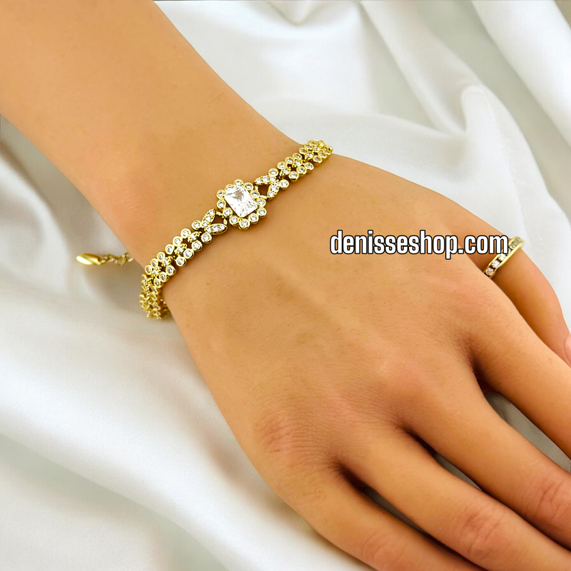 14K / WHITE STONE FASHION BRACELET BR536