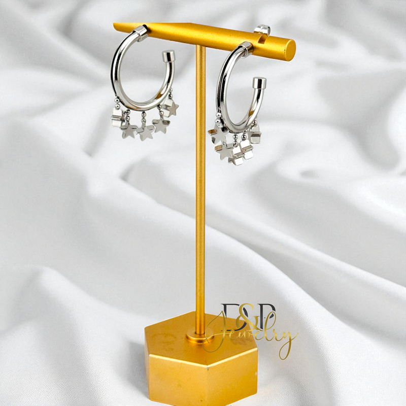 SILVER CHARM HOOP EARRING HP840