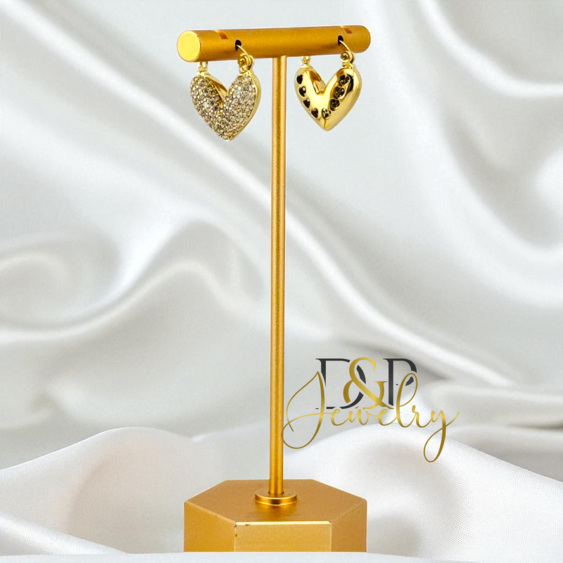 14K SMALL HEART HOOP EARRING HP842