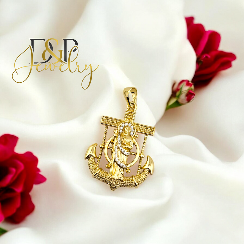14K FANCY ST JUDE ANCHOR PENDANT P827