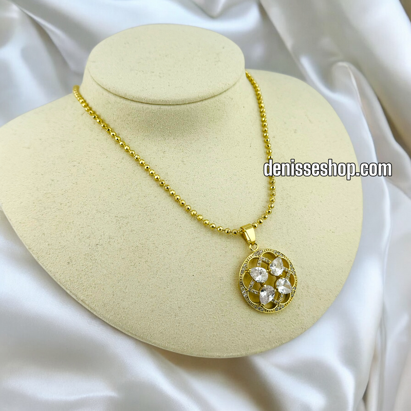 14K WOMEN/ ROUND STAR STONE NECKLACE N140