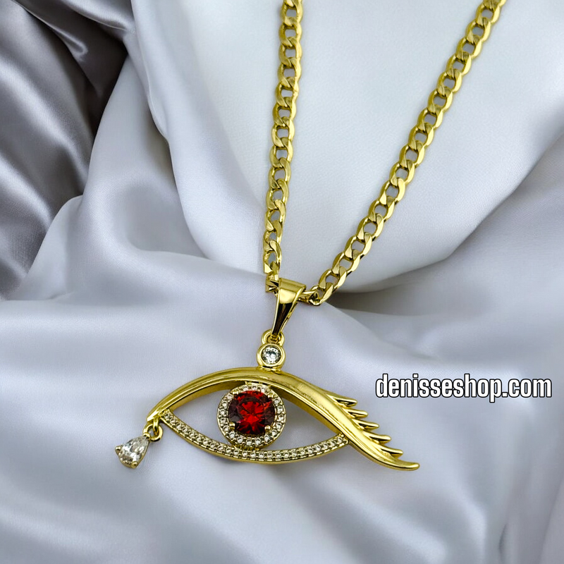 14K WOMEN / EYE WITH RED STONE PENDANT P531