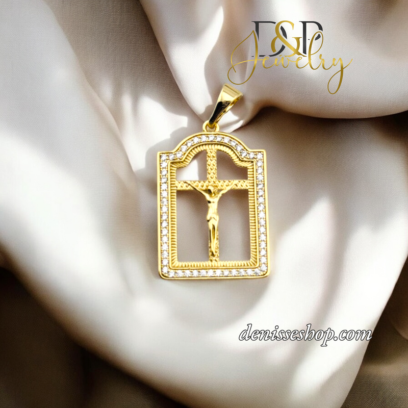 14K FRAME CROSS PENDANT P715