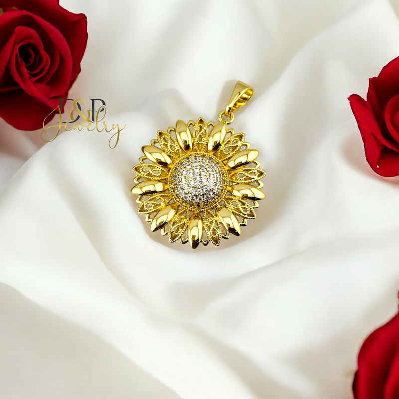 14K SUNFLOWER PENDANT PENDANT P751