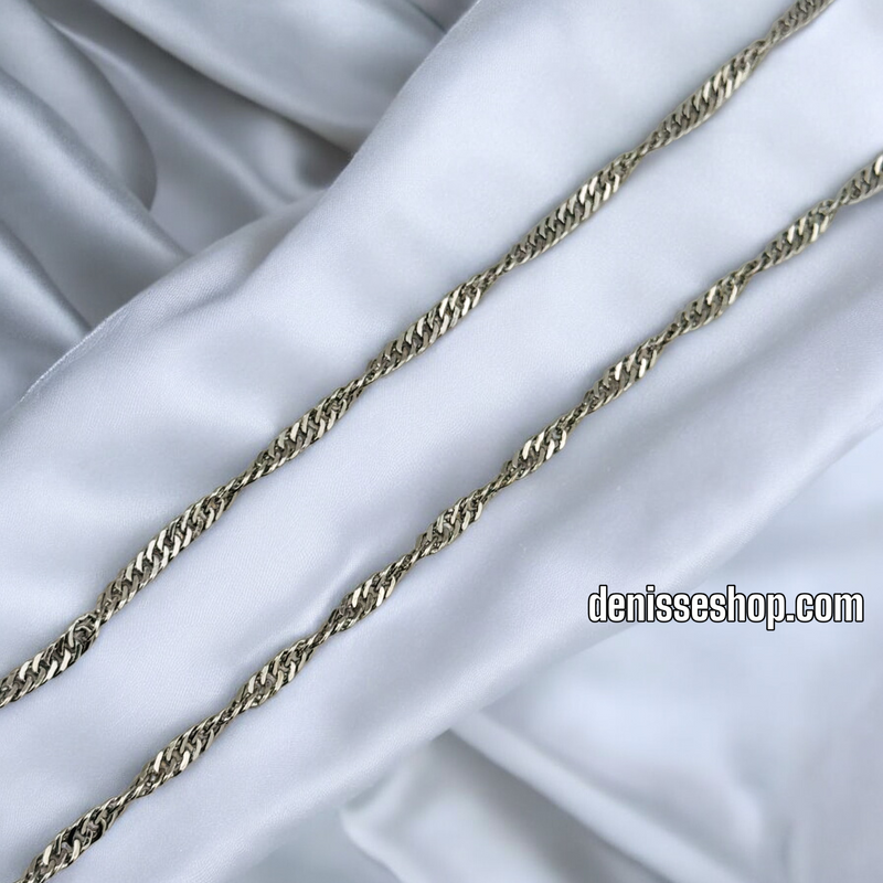 14K SILVER TWIST DESIGN CHAIN 2MM CH067