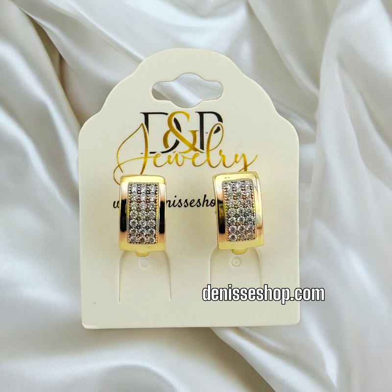 14K THREE COLOR EARRING E606