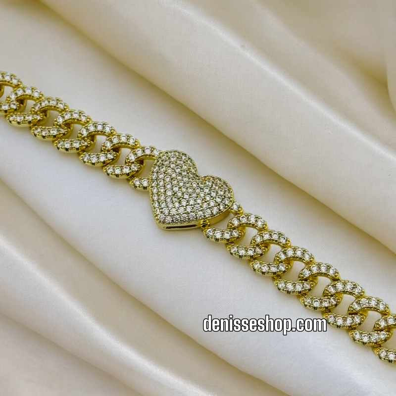 14K CUBAN HEART BRACELET BR352