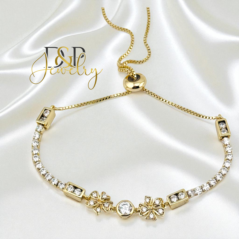 14K ADJUSTABLE FLOWWER BRACELET BR786