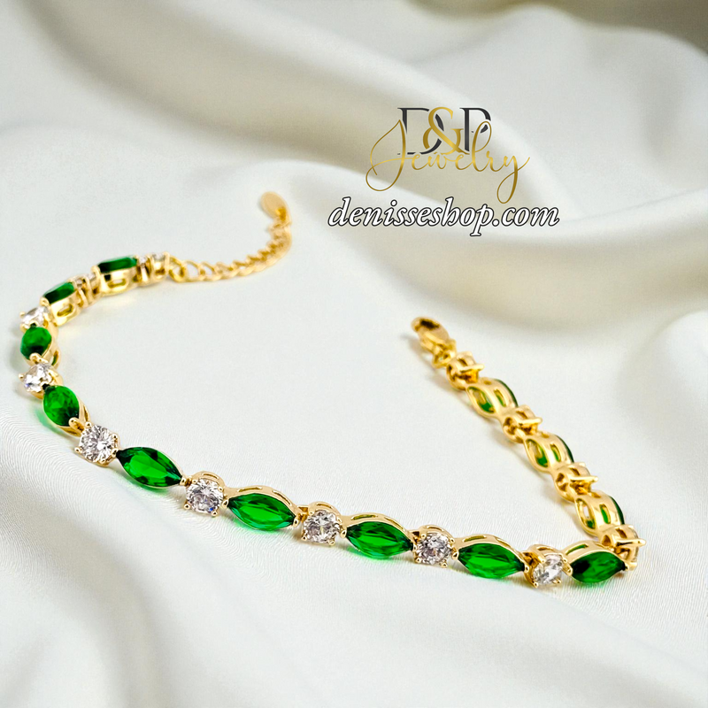 14KGOLD/GREEN STONE BRACELET BR871
