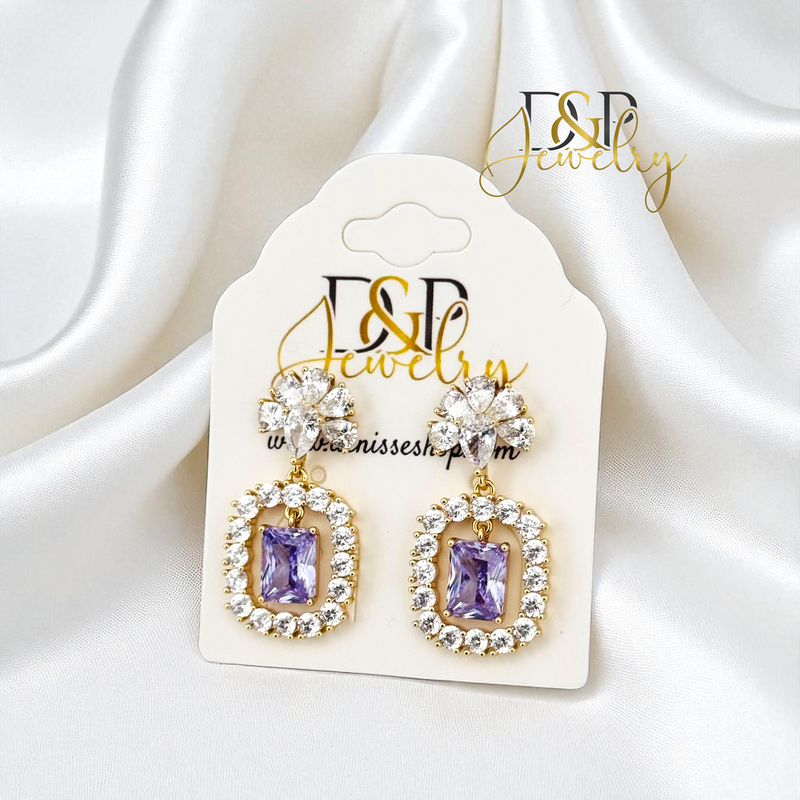 14K PURPLE LONG EARRING E984