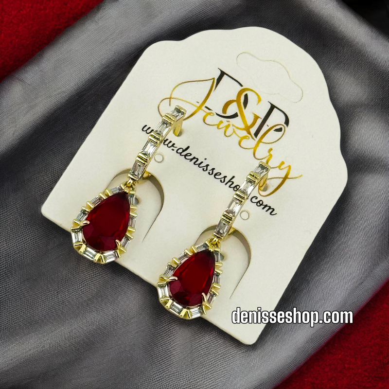 14K RED STONE EARRINGS E519