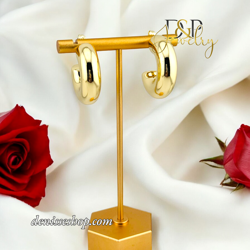 14K FLUFY GOLD HOOPS HP619