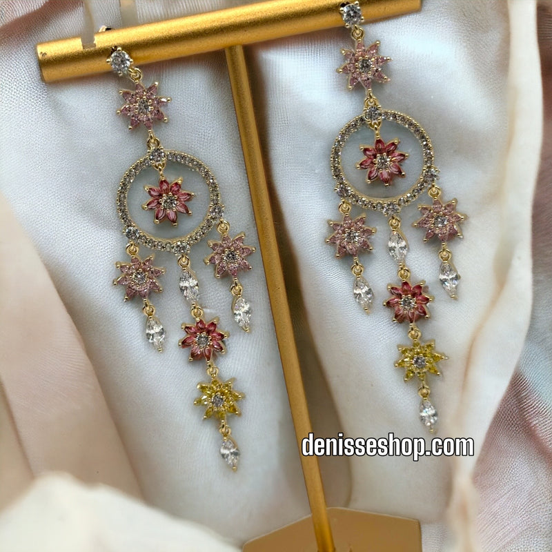 18K PINK AND WHITE EARRINGS E369