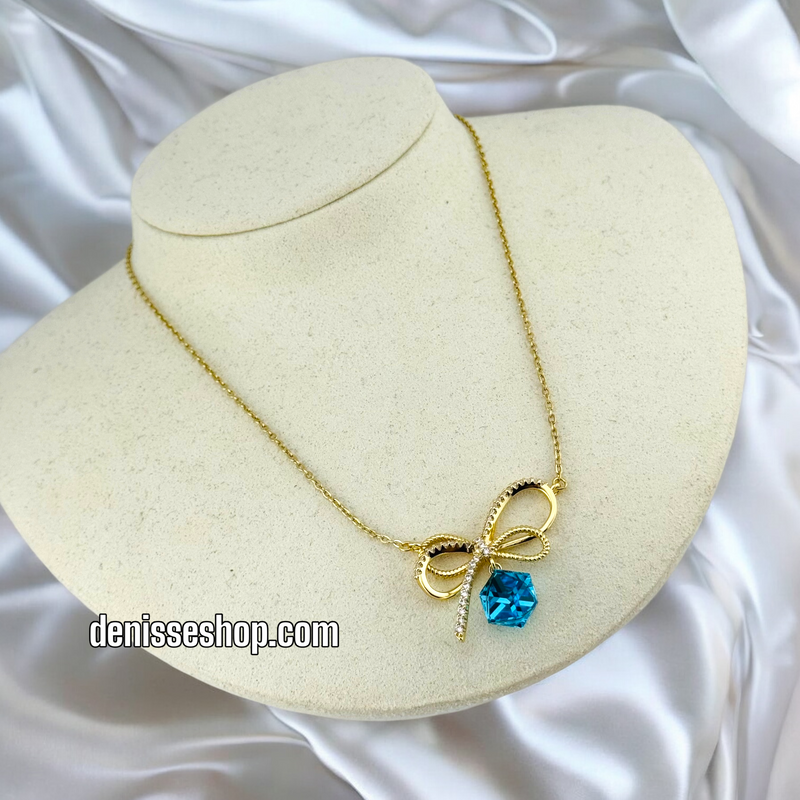 14K / WOMEN BOWE BLUE STONE NECKLACE N94