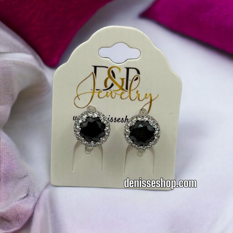 SILVER BLACK EARRINGS E473