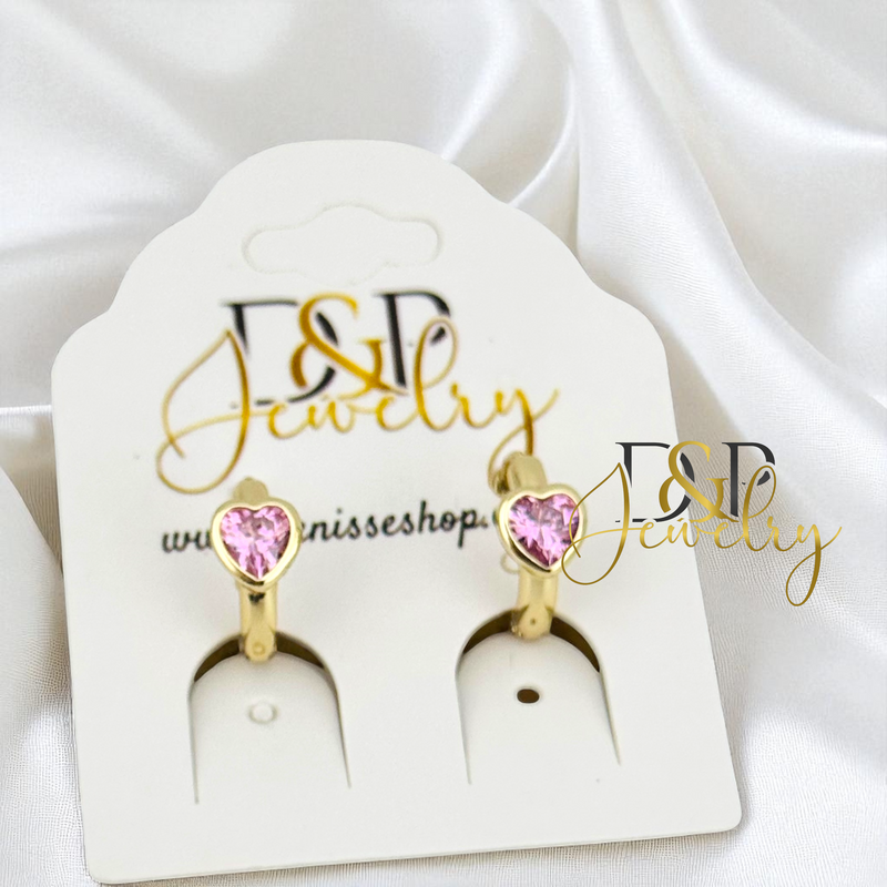 14K SMALL HEART HOOP EARRING HP786