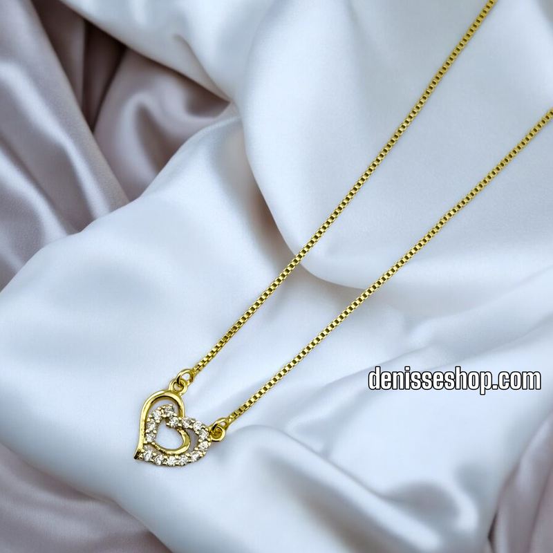 14K / WOMEN / HEART WHITH WHITE STONES NECKLACE N125