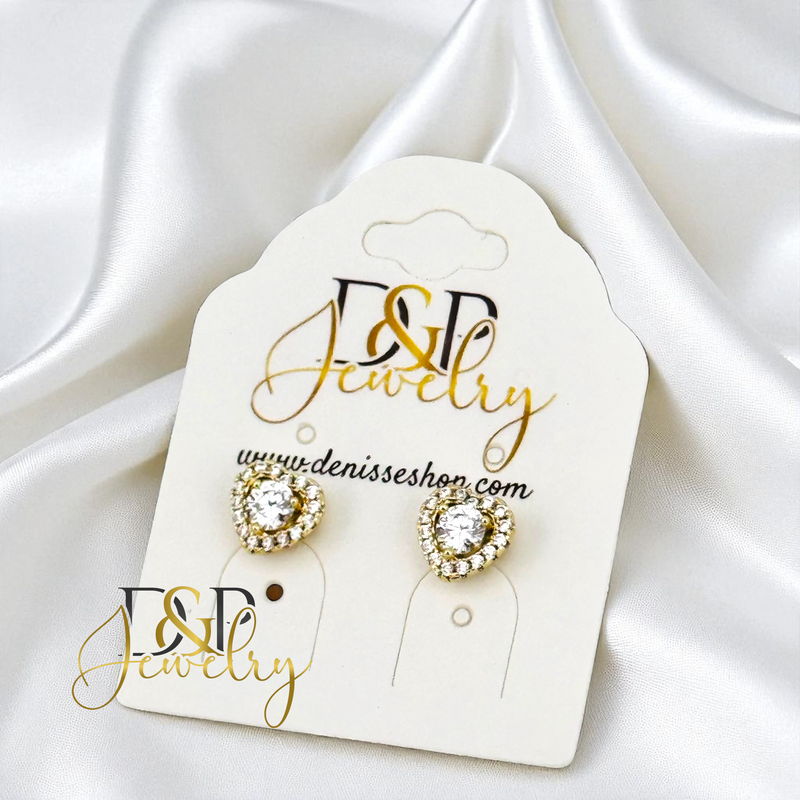 14K HEART SHAPE STONE CENTER EARRING E936