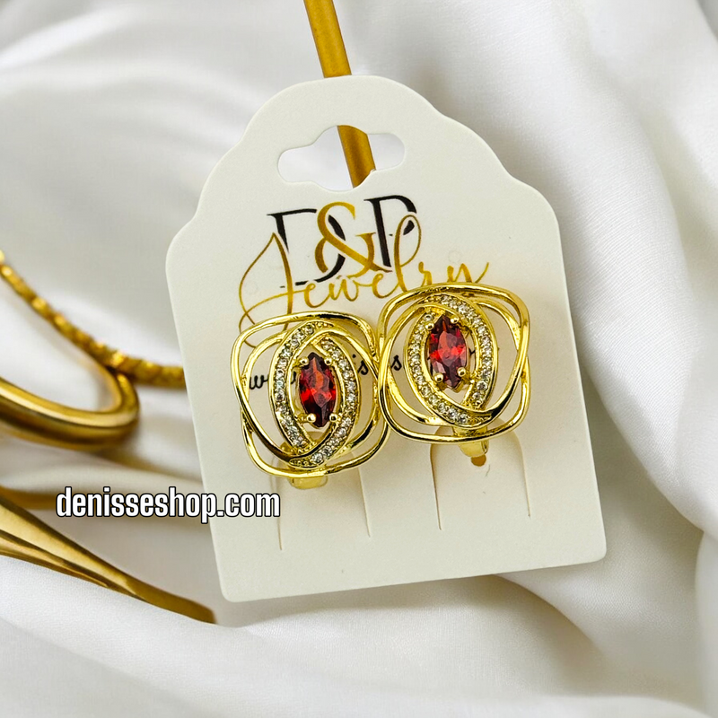 14K RED EARRING E602