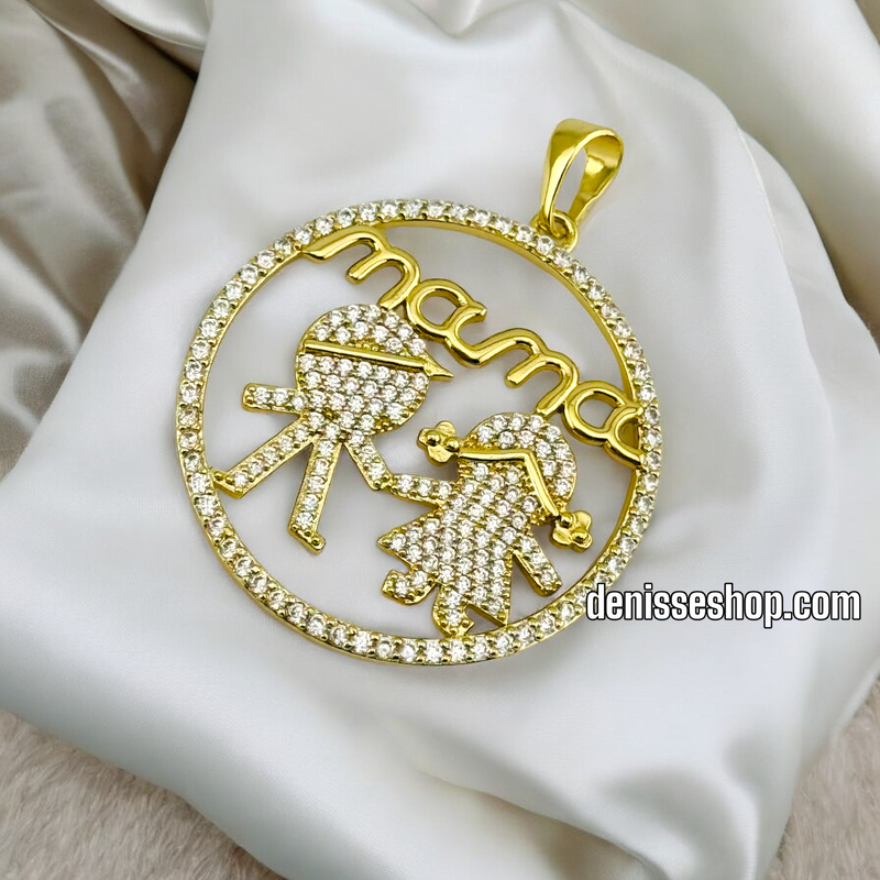 14K MAMA BOY AND GIRL PENDANT P450