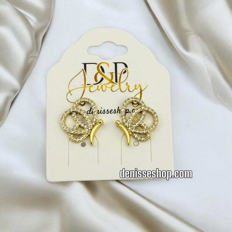 14K BUTTERFLY EARRING E578