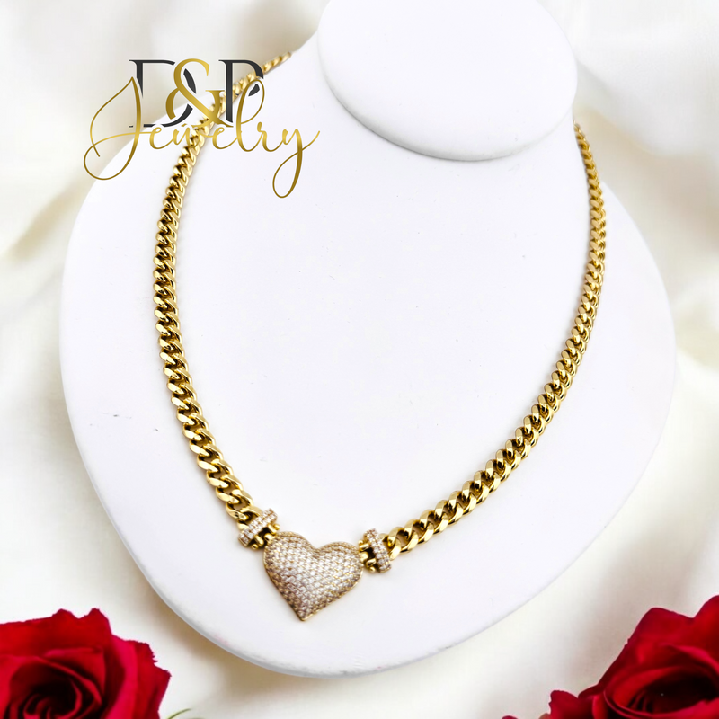 14K BEAUTIFUL HEART NECKLACE SET N261