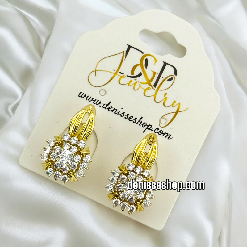 14K WHITE STONE EARRING E576