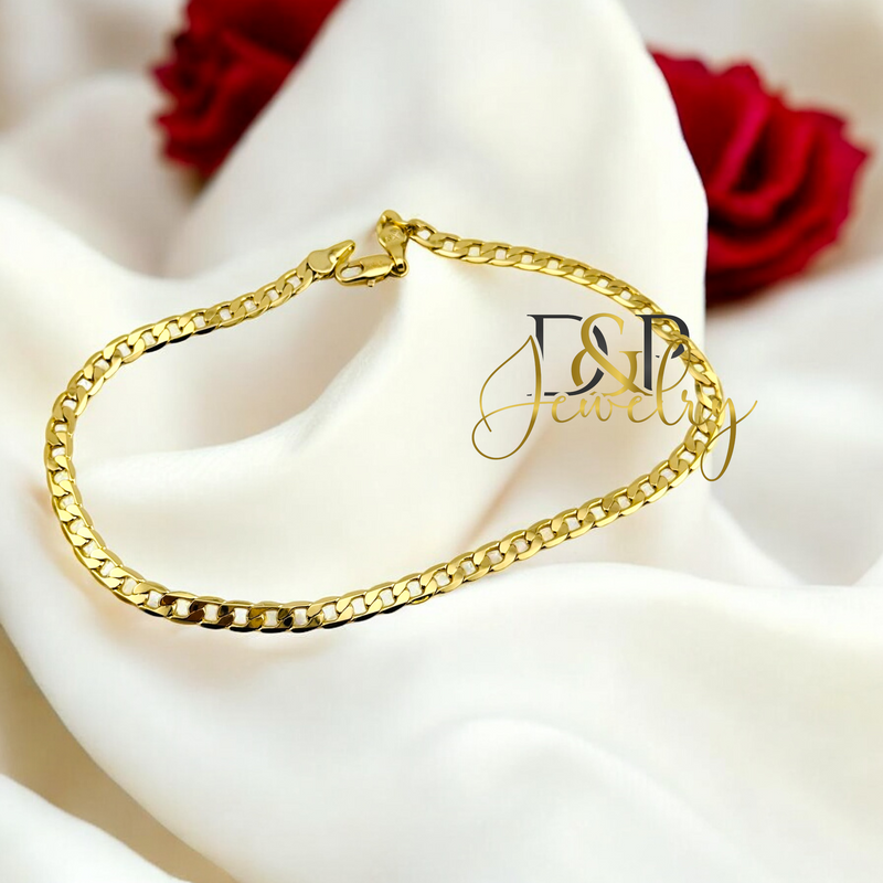 14K 4MM FIGARO ANKLET BRACELET A37