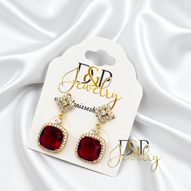 14K RED LONG EARRING E971