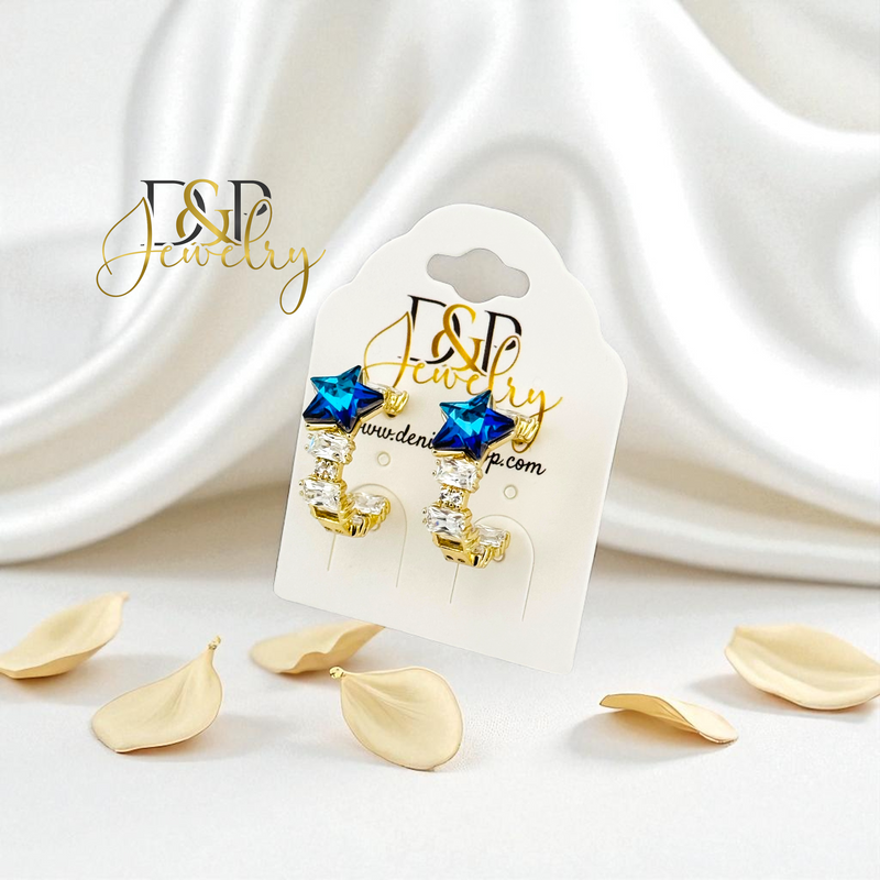 14K BLUE STAR EARRING E921