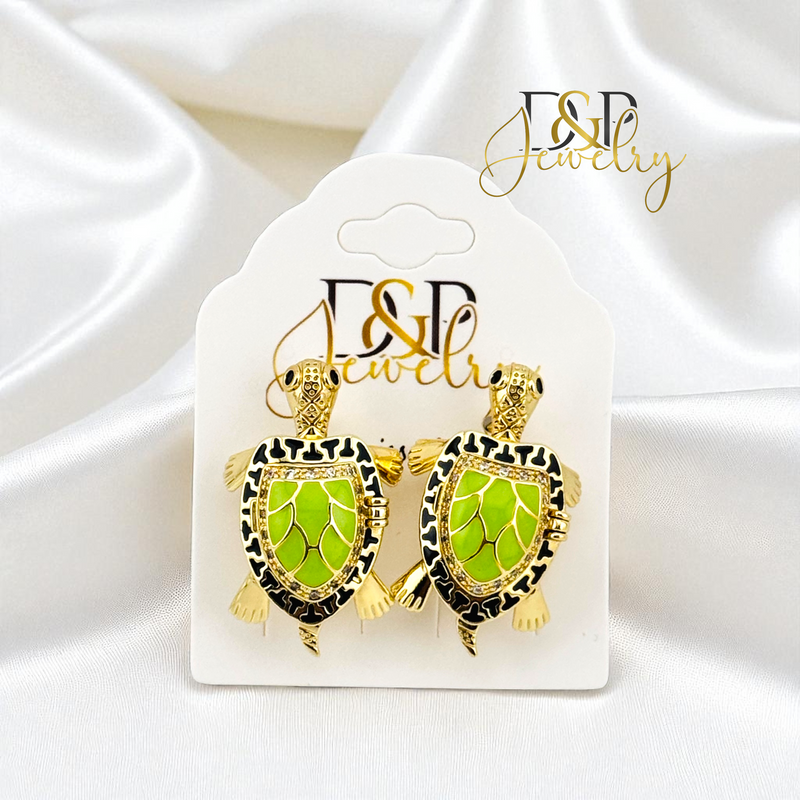 14K TURTLE EARRING E978