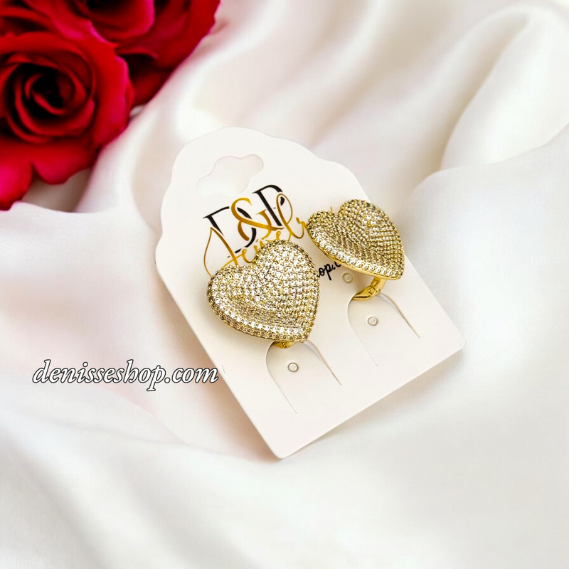 14K HEART EARRING E807