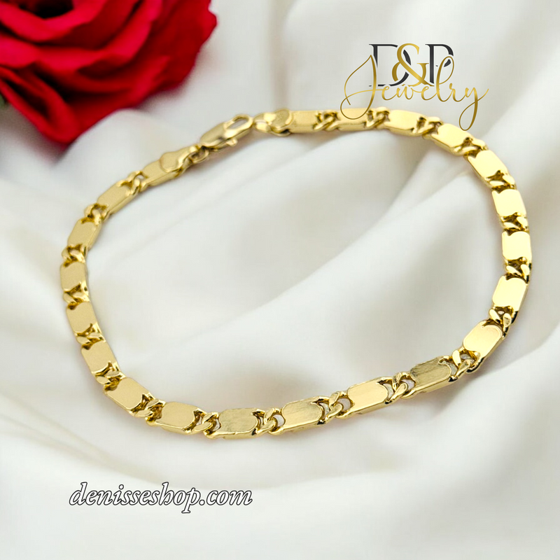 14K GOLD MIRROR ANKLET BRACELET 10.6&