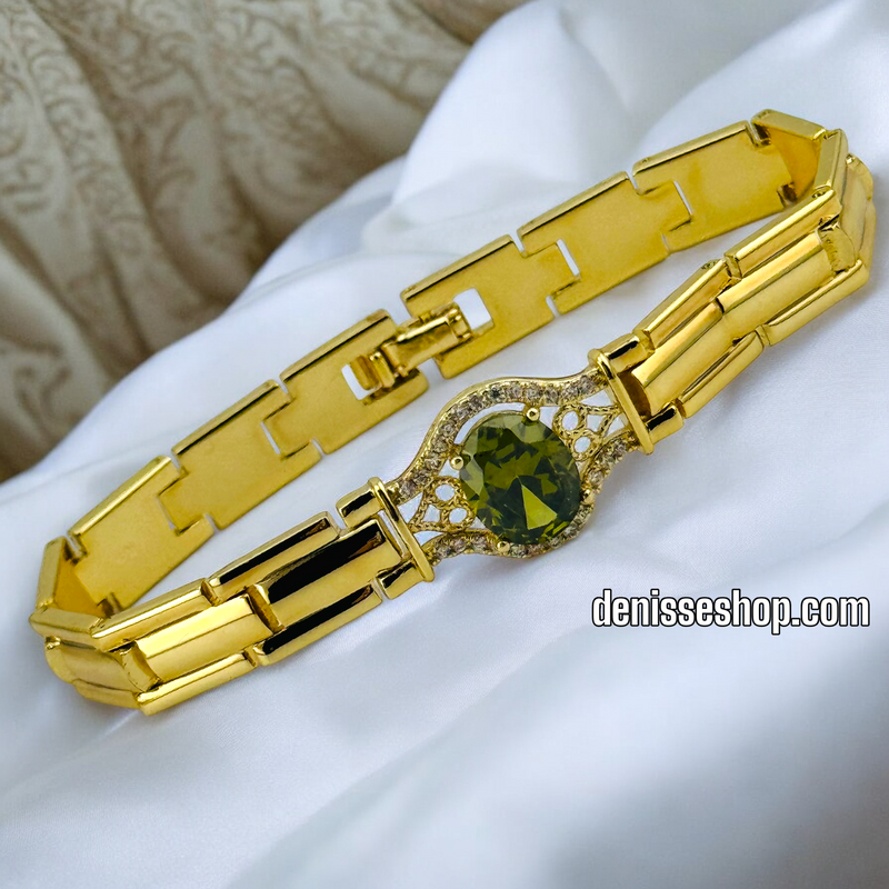 14K /WOMAN GREEN STONE BRACELET BR564