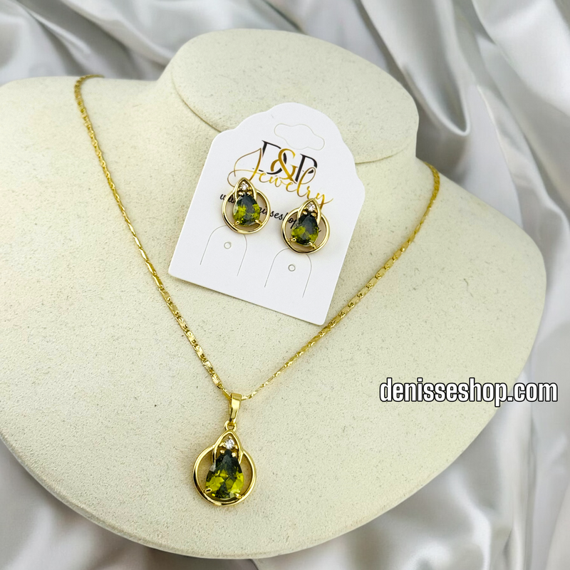 14K GREEN FASHION NECKLACE SET N77