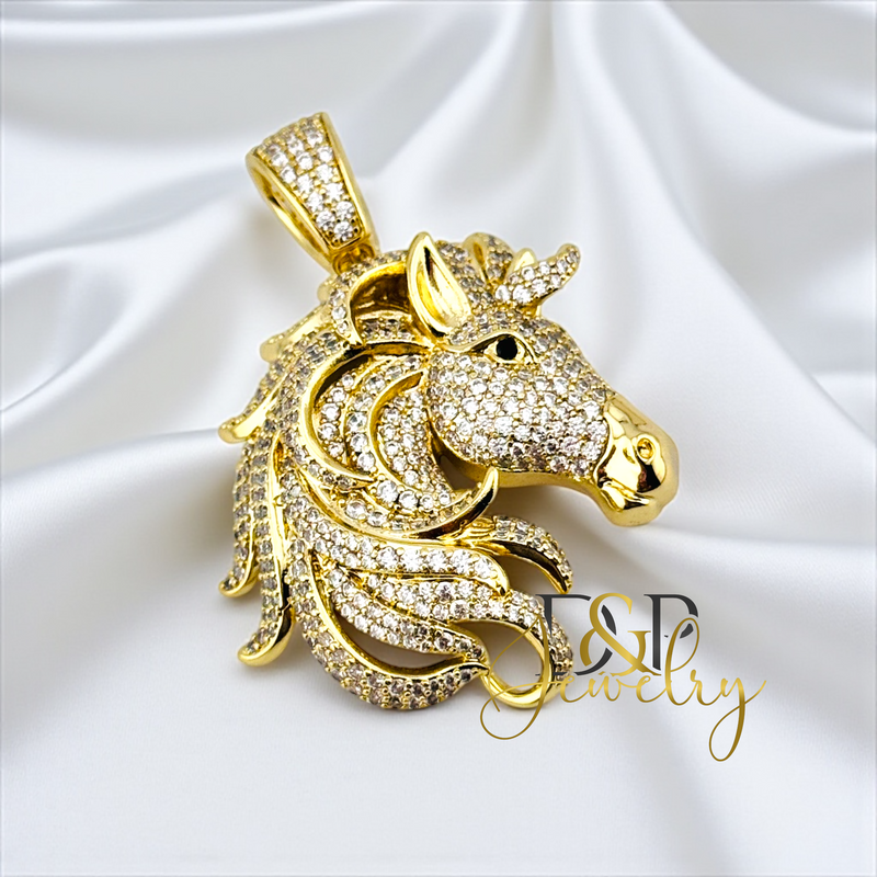 14K GOLD HORSE UNICORN PENDANT P899