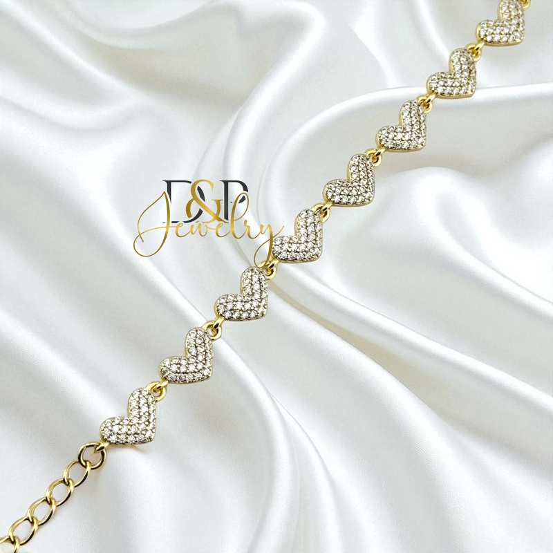 14K BLING HEARTS BRACELET BR799