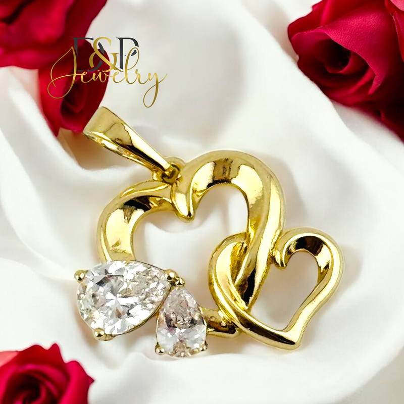 14K DOUBLE HEART PENDANT P838