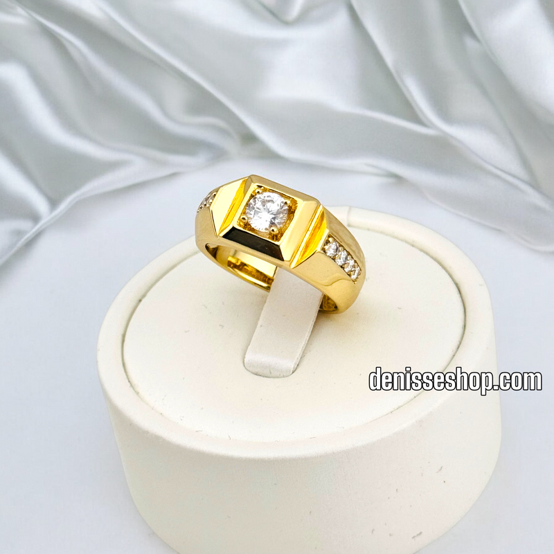 14K GOLD/ WHITE STONE MEN RING RG250