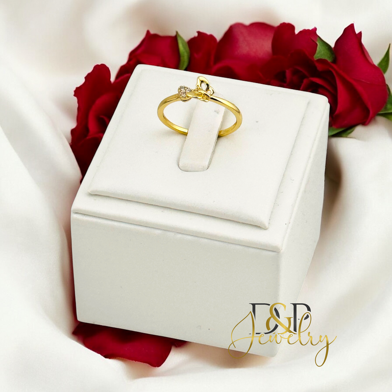 14K TINY BUTTERFLY STONE RING RG362