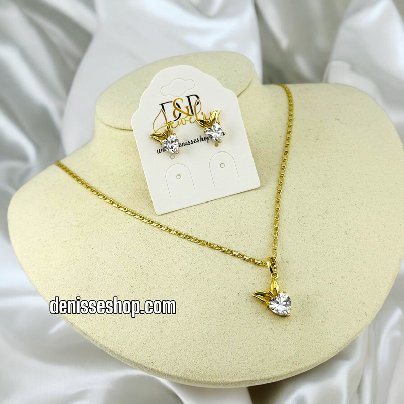 14K SHINY BUNNY AND HEART WOMEN/GIRL NECKLACE SET N82