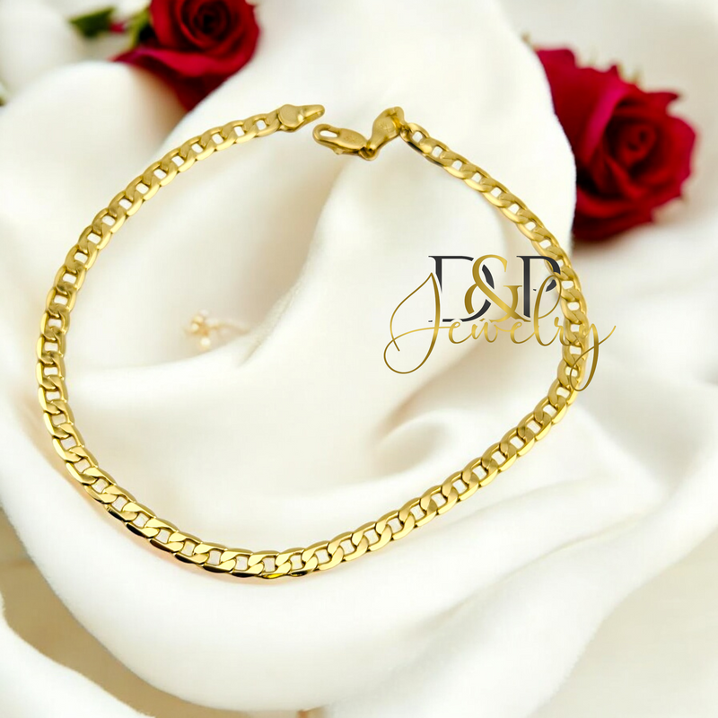 14K 4MM FIGARO ANKLET BRACELET A37